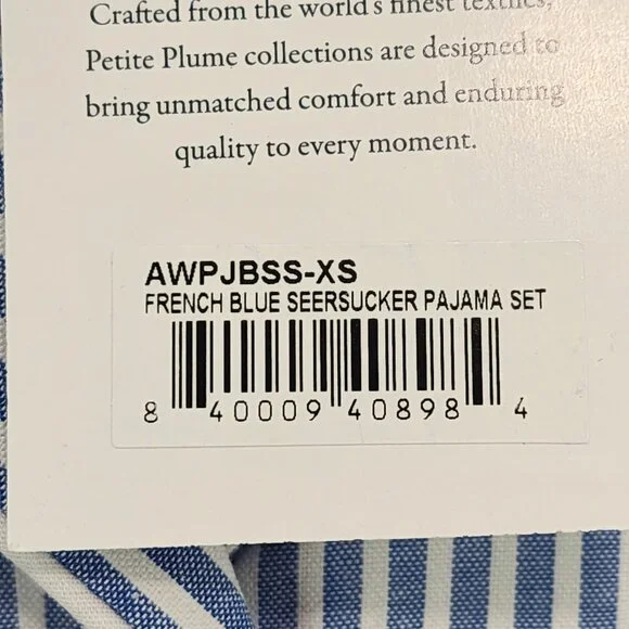 Petite Plume Women's French Blue Seersucker Pajama Set - XS - Picture 11 of 11